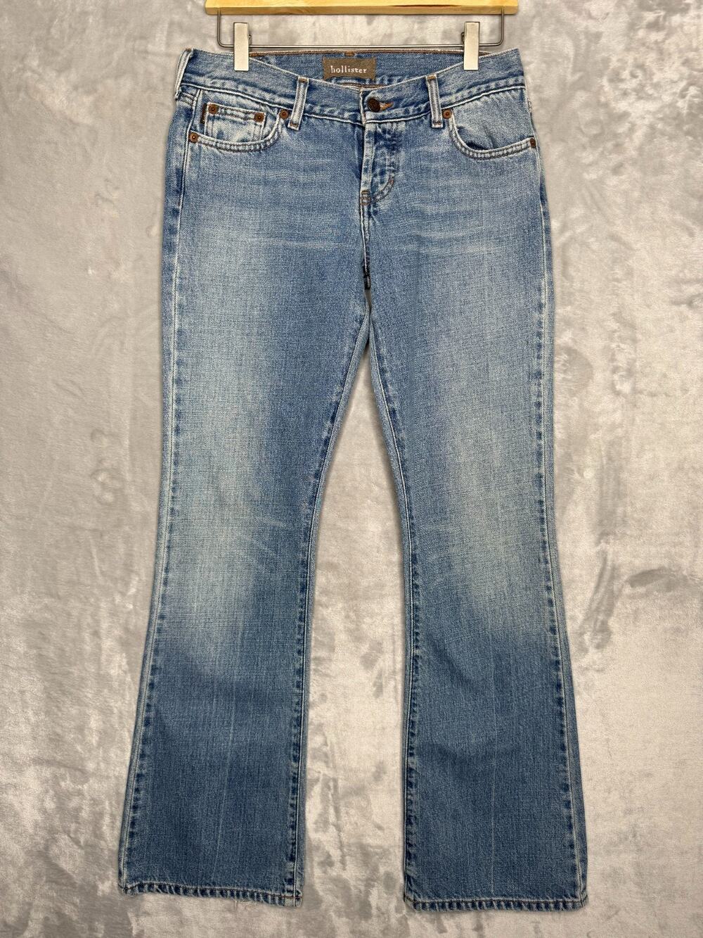 Vintage Y2K Hollister Jeans Womens 5 Medium Wash Button Fly Low Rise Flare Leg